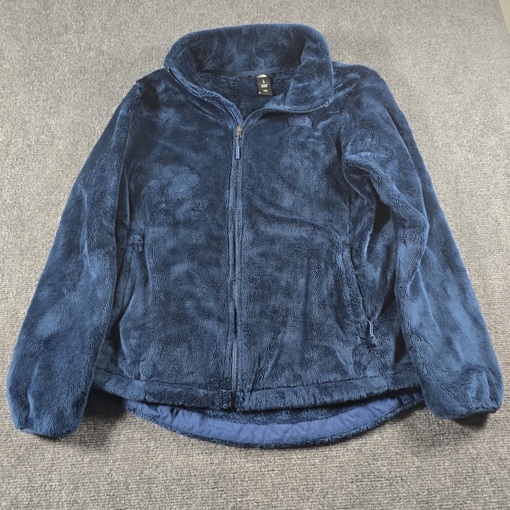 The North Face Womens Large Blue Fuzzy Full Zip Fleece Jacket Cozy Soft Lush
